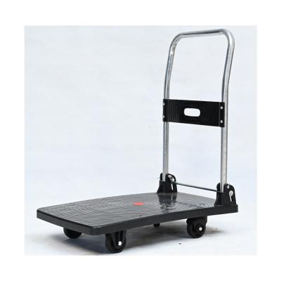 China Easy Folding Hand Truck Platform Cart 3 Aluminum Wheels Cart Guangzhou With Big Aluminum Straight 2 Handle for sale