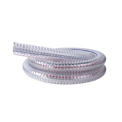 China Delivery Water Food Grade PVC Spiral Steel Wire Hose Worm Drive Transparent PVC Suction Hose With Wire Propeller for sale