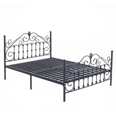 China White Queen Furniture Metal Frame Double Bed Bedroom Metal Bed Queen Room Furniture Iron Black Bed for sale