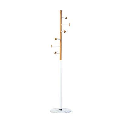 China Modern Design Wholesale Hot Selling Modern Standing Portable Tree Shape Wooden Marble Base Coat Rack for sale