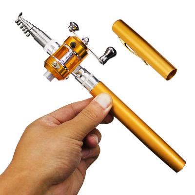 China Wholesale 2 Colors Metal Carbon Handle Pen Telescopic Ice Fishing Rods With Reel Spinning Combo Set for sale