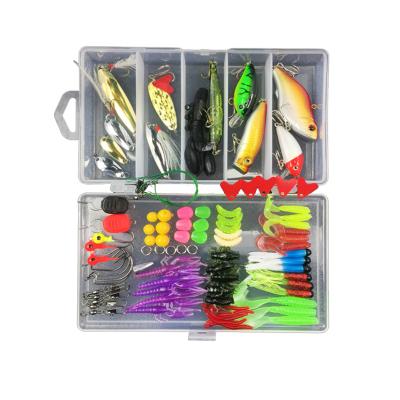 China 88pcs Artificial PP Groundbait VIB/Minnow/Spoon Hard Soft Lure Accessories Mix Fishing Lure Set for sale