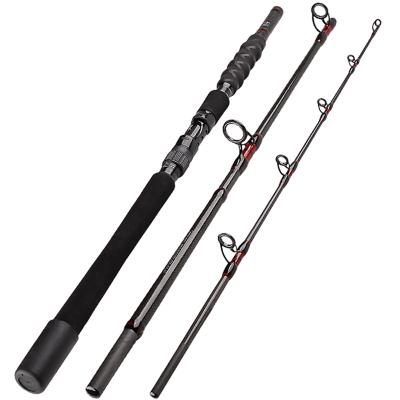 China Wholesale price 3 section carbon big section carbon fiber boat fishing rod PESCA grouper trolling rods in stock for sale