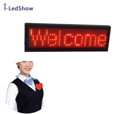 China iledshow B1248 Mini Semi-outdoor Led Running Message Display Led Name Badge Mobile Digital Message Led Badge Led Price Tag for sale