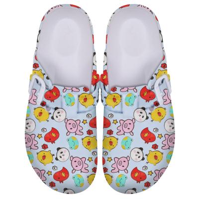 China Factory Wholesale Custom Designer Fashion Nursing Clogs Cute Animals Waterproof Sandals Printing Comfortable Clog Slippers For Women for sale