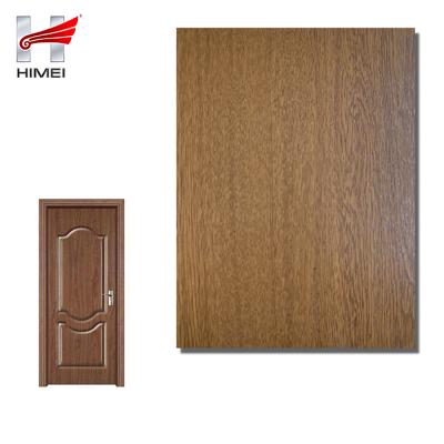 China Construction coffee color wood grain door skin PVC metal film laminated home appliances/steel sheet for sale