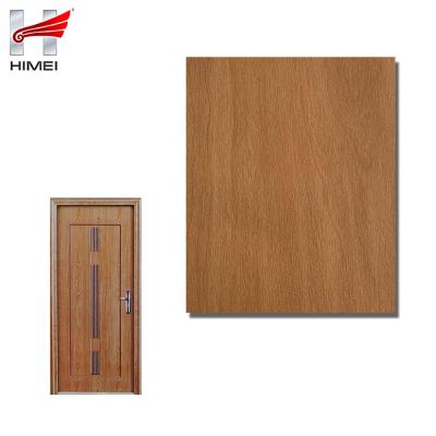 China Home Appliances / Construction Teak Wood Grain Door Skin PVC Laminated Metal Steel Sheet for sale