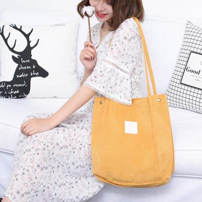 China Eco - Friendly Heavy Duty Long Strap Color Corduroy Tote Bag for sale