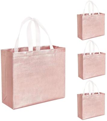 China Fashion Reusable Tote Reclycled Grocery Gift Shiny Laminated Nonwoven Bridesmaid Bag With Handle for sale