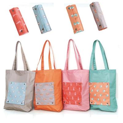 China Promotional Reclycled Wholesale In Stock Colorful Capacity Large Carry Foldable Recyclable Shopping Bag Easy For Groceries for sale