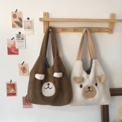 China Wholesale Recycled Corduroy Cute Casual Running Cartoon Bear Rabbit Shape Tote Bags For Shopping Packing Gifts for sale