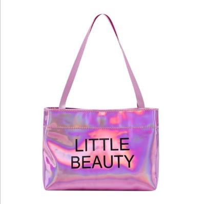 China Fast Shipping High Quality Reclycled Stock Design Holographic Recycle Clear LOGO PVC Sling Tote Bag for sale