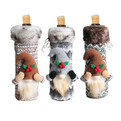 China Wholesale Hot Style Amazon Folding Knit Cotton Restaurant Decoration Christmas Wine Bottle Case Bag for sale