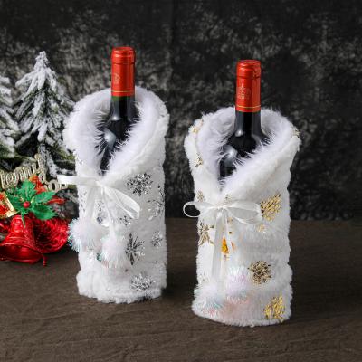 China New Style Folding In Stock Best Selling Simple Knit Velboa Restaurant Decoration Christmas Wine Bottle Bag For Promotional for sale