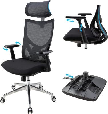 China Mesh Ergonomic Office Chair Adjustable Headrest Comfortable Rolling Computer Office Chair (Height) with 4D Lumbar Armrest and High Back for sale