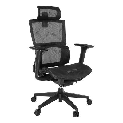 China (Size) Black Ergonomic Adjustable Mesh Desk Chair Armrest Lumbar Support 3D Back Mesh Computer Task Gaming High Swivel Headrest for sale