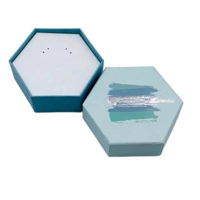 China 2pc Hexagon Shape Paper Recyclable Personalization Affordable Jewelry Box For Necklace Stud Earring Ring Pendant Bracelet for sale