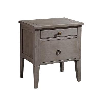 China Double Silver Birch Bedside Cabinet Side Storage Mini Light Gray Luxury Simple Bedroom Table Solid Wood Pumping Storage Cabinet for sale