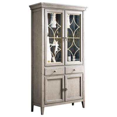 China Luxury Simple Gray Glass Silver Birch Household Storage American Display Cabinet For Living Room for sale