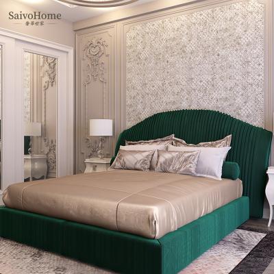 China Stocking Bottom Factory Selling Best Kind Of Superb Queen Size Bedroom Furniture Selling Headboard Tufted Design Leather Upholstered Double Bed for sale