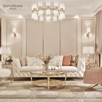 China SAIVOHOME Tufted Simple Design Tufted Italian Living Room Couch Set Customized Chesterfield Sofa Home Furniture Leather Button Sofas for sale