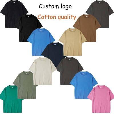 China Custom Logo Men's Anti-wrinkle Heavyweight 280g Loose Cotton Old Sleeve Designer T-shirt Manufacturer T-shirt Washable Short Men for sale