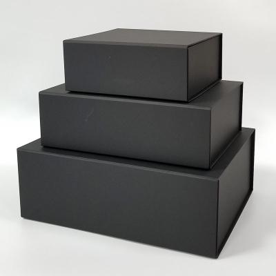 China Factory Price Recyclable Luxury Black Rigid Paper Large Logo Custom Foldable Gift Box for sale