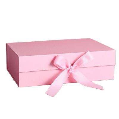 China Wholesale Recyclable Luxury Cardboard Foldable Magnetic Cosmetic Clothes Boxes Custom Pink Paper Gift Box Packaging With Logo for sale