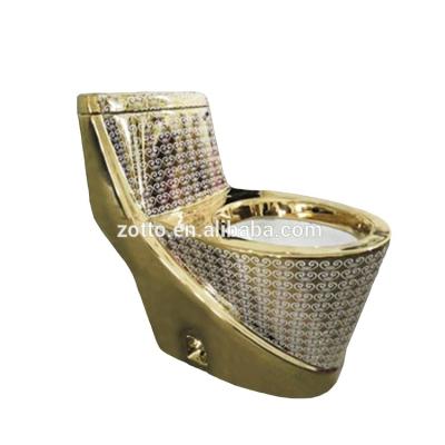 China Double-flow Best Selling Toilet Bowl Gold Sanitary Export Ware Color Wc Washdown One-Piece Model Design for sale