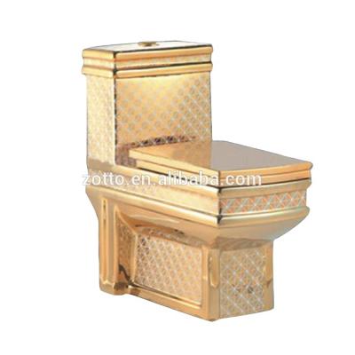 China Double-flow brand square ceramic luxury sanitary ware color WC gold plated elegant style toilet closetool p-trap strap for sale