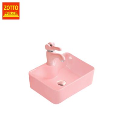 China Easy clean popular colorful ceramic art sink children bathroom countertop modern washbasin design kids sink for sale