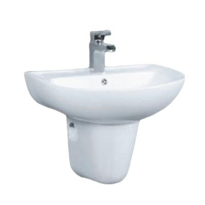 China Famous Brand Easy Clean Single Hole Wash Basin Wall Mount Ceramic Sink Semi Recessed White Color Ceramic Wash Basin Pedestal Sink Varieties for sale