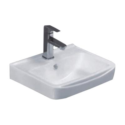 China Yemen Easy Clean Cheap Price Sanitary Ceramic Wash Basin Single Hole Bathroom Hanging Sinks Small Basin Wall Hung Basin for sale