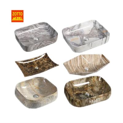 China Easy Clean Marble Wash Basin Hot Sales Rectangular Luxury Vessel Above Counter Sink for sale