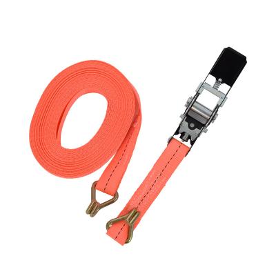 China Not Easy To Break Free Customized Length 1 Inch 1000KGS Truck Car Cargo Lashing Belt Truck Ratchet Tie Down Straps With Handle for sale