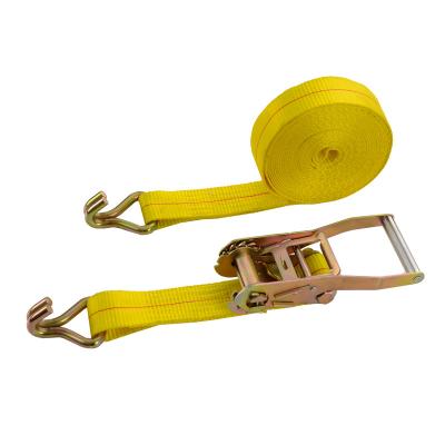 China Not Easy To Sever Heavy Duty Fengte Factory Supply Cargo Lashing Retractable Belt Ratchet Tie Down Straps With Double J-Hook for sale