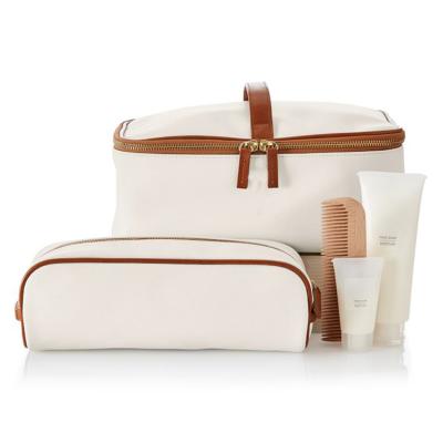 China High Quality Leather Canvas Makeup Bag Canvas and Travel Cosmetic Bag Set With Zipper Wholesale for sale