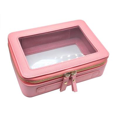 China PU Leather and PVC Fashion PU Makeup Bag Cosmetic Pouch Clutch Bag for sale