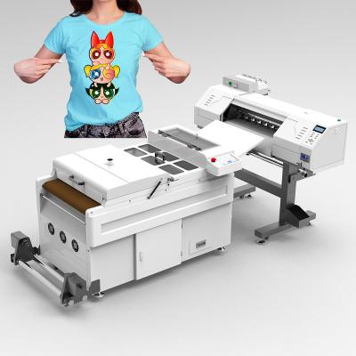 China Garments upgrade 24 inch DTF printers with shaking oven i3200/XP600/i4720 2 heads directly transfer to film DTF printer for sale