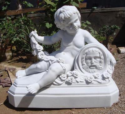 China Modern Baby With Lion Marble Sculptures Statue For Garden Street for sale