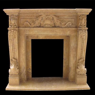 China Europe Classic Design Carve Marble Fireplace Mantel Fireplace Surround for sale