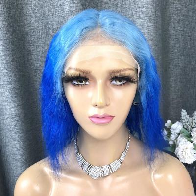 China Blonde Lace Front Wig Preplucked Ombre Colored Hair 613 Jerry Curl Blue Deep Wave Lace Front Human Hair Wigs For Women for sale