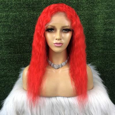 China Jerry Curl Fashion Forever Bright Red Color Hair Wig 13x4 Full Lace Fluffy Healthy Curly Transparent Wigs With Baby Hair For Women for sale