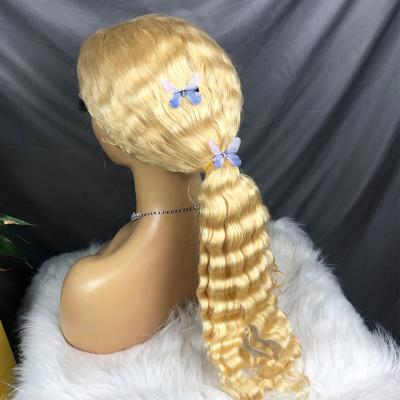 China Barely Shedding Thick Smooth Soft Lace Front Cheap Human Hair Wig HD Wave 613 Blonde Transparent Pre Plucked Lace Wigs For Black Women for sale