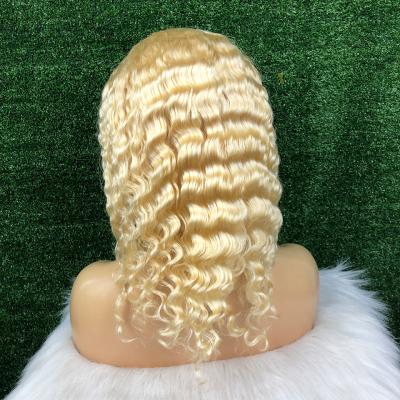 China LOVE 613 HAIR Blonde Barely Shedding Soft Thick Sheer Deep Wave Human Hair Lace Front Human Hair Wigs HD Transparent Pre Plucked Lace Wigs For Black Women for sale