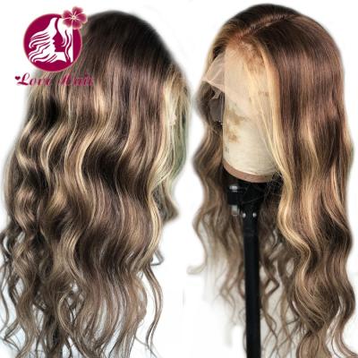 China No shedding& Ombre Lace Frontal Hair Wigs Colored Tangle Hair Wig 13*4 Loose Wave 360 ​​Lace Frontal Wig For Black Women for sale