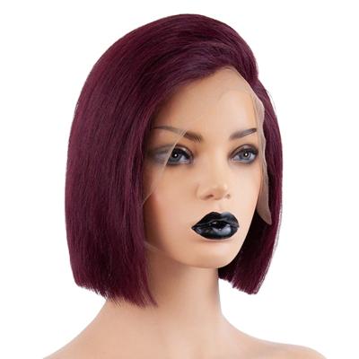 China No shedding& Tangle Brazilian Remy Human Hair Wig 100% Hot Sale Lace Front Human Hair Lead Wig For Black Women 99j Color Short Lead Wig for sale