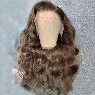 China Body Wave #3 Brown Body Wave Lace Front Human Hair Wig Colored Brazilian Human Hair Lace Wigs For Women Color Hair Virgin Lace Frontal Wig for sale