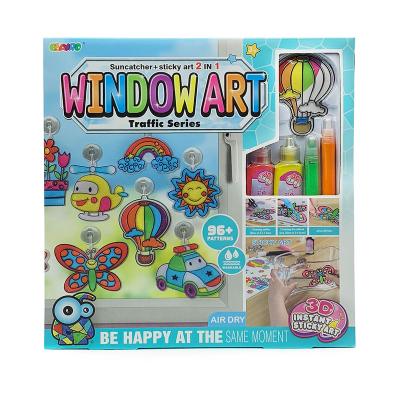 China EBAYRO 2021 New Products DIY Paintings Plastic Educational Toys Drawing Toys Window Art 3D Craft Kit 9019E Instant Sticky WINDOW PAINT for sale