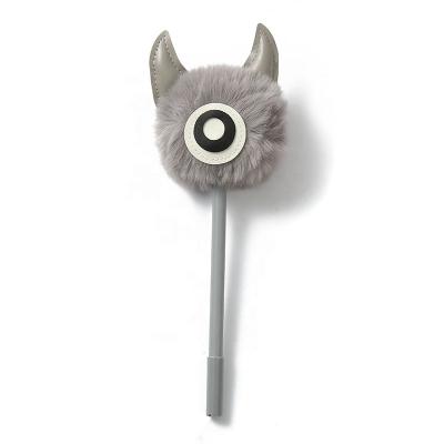 China Factory wholesale casual handmade evil horns eye pompom plush single ball pen pompom for sale